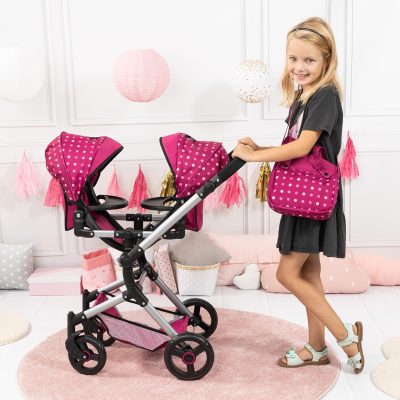 Bayer Design dúkkutvíburakerra með  skiptitösku Twin Neo - Vínrauður - Image 11