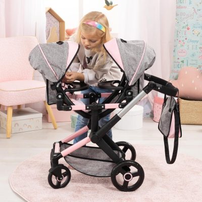 Bayer Design tvíburakerra með  skiptitösku Twin Neo - Bleikur og Grár - Image 10