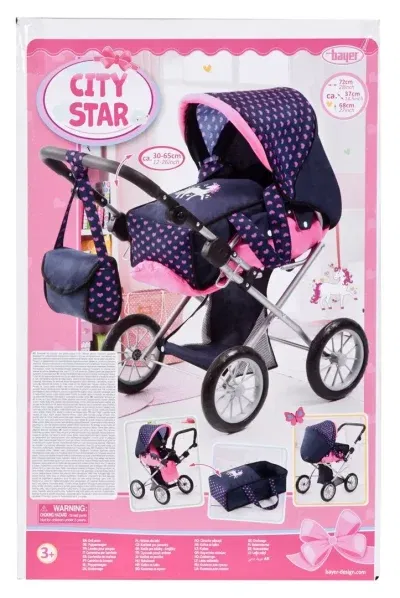 Bayer Design dúkkuvagn með svuntu og tösku - City Star - fjólublár/bleikur - Image 7
