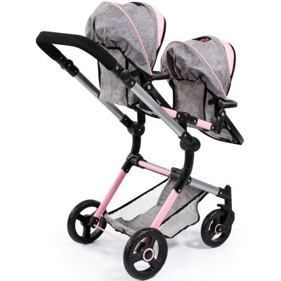 Bayer Design tvíburakerra með  skiptitösku Twin Neo - Bleikur og Grár - Image 7