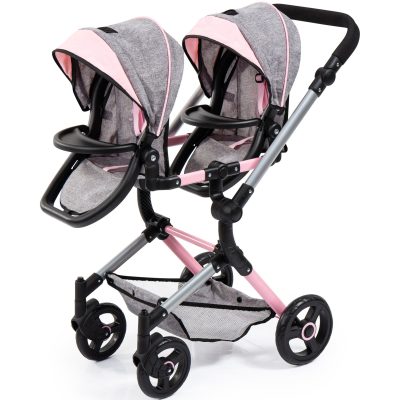 Bayer Design tvíburakerra með  skiptitösku Twin Neo - Bleikur og Grár - Image 5