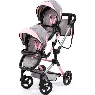 Bayer Design tvíburakerra með  skiptitösku Twin Neo - Bleikur og Grár - Image 4