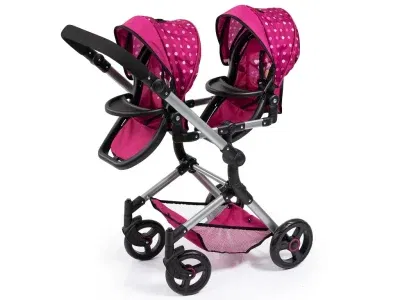 Bayer Design dúkkutvíburakerra með  skiptitösku Twin Neo - Vínrauður - Image 7