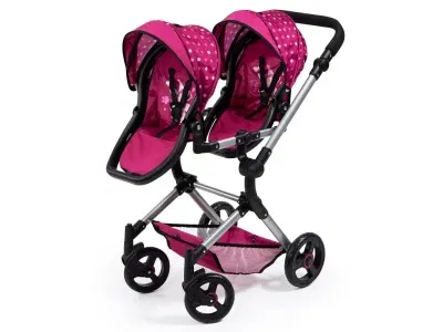 Bayer Design dúkkutvíburakerra með  skiptitösku Twin Neo - Vínrauður - Image 6